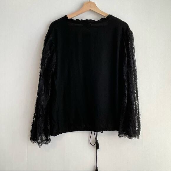 🆕 POL sheer boho dressy lace sleeve top sz small black new with tags - Picture 6 of 6